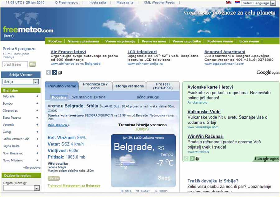 Pragnoza za gradove Srbije ...