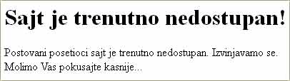 Sajt je privremeno nedostupan I ...