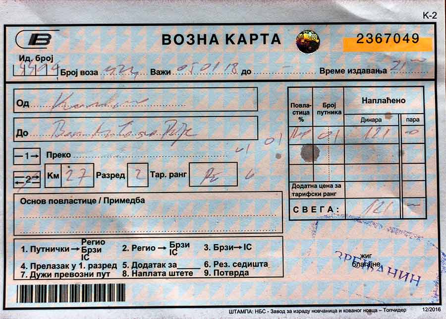 Vozna karta: Kumene - Banatcko Miloševo Polje !!!