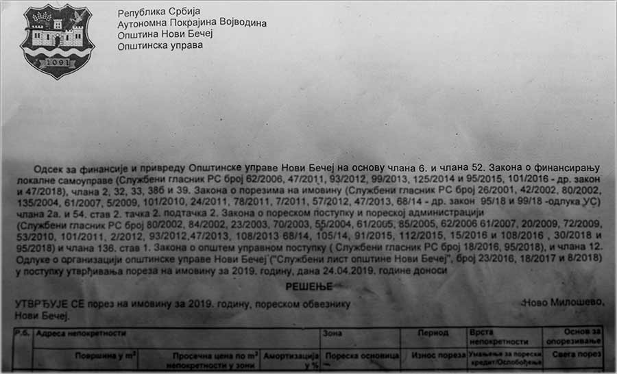 U obštinu zbrkali za porez..., upisali više ?!?