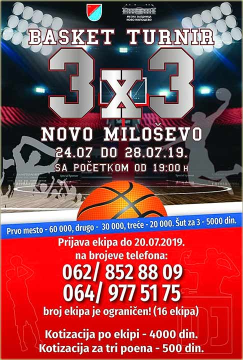 Novomiloševački turnir u basket - 3 X 3 !!!
