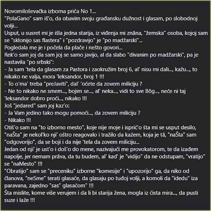 Dve, novomiloevake, izborne prie...