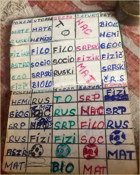 Nekadanji, gimnazijski raspored asova, 1978-me...