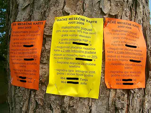 Mesečne, đačke karte...