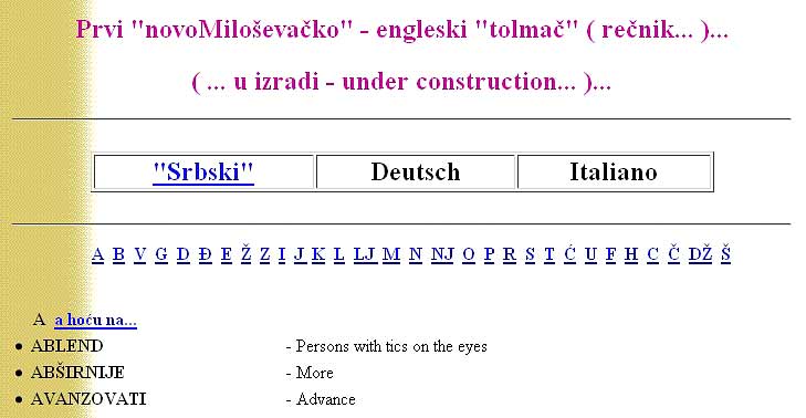 novoMiloševačko - engleski tolmač !