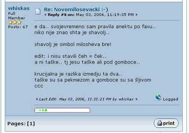 Shavolj je simbol Milosheva bre I