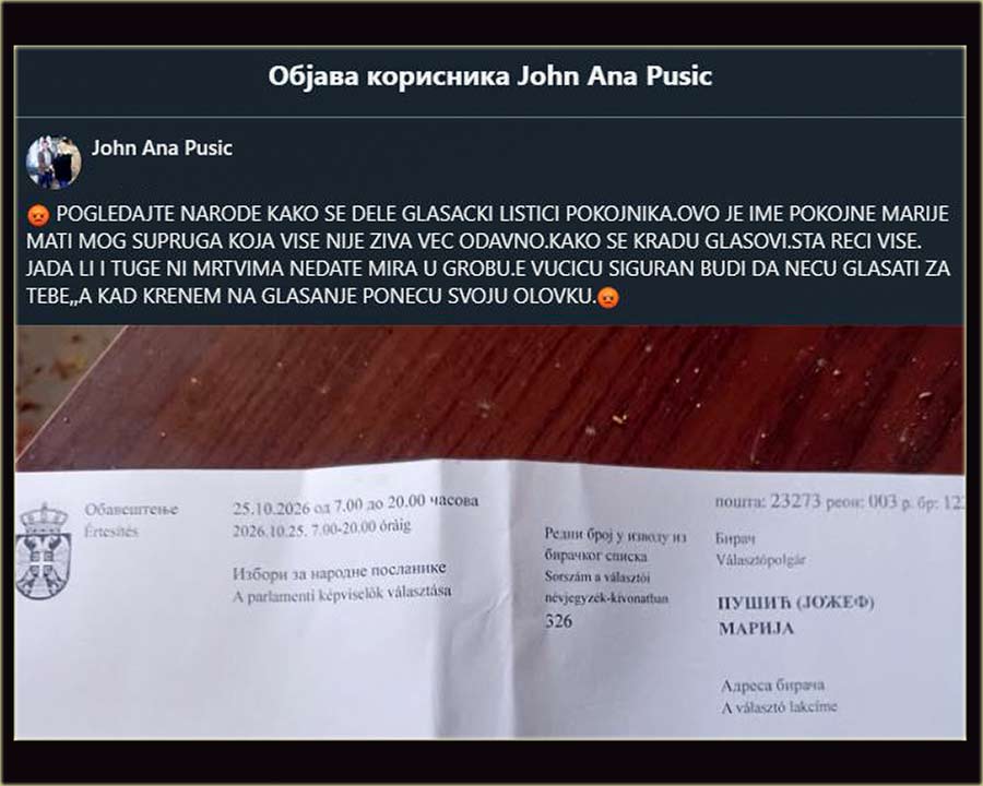 Dôklena ćedu glasati pokojnici i ôdena i preko ?